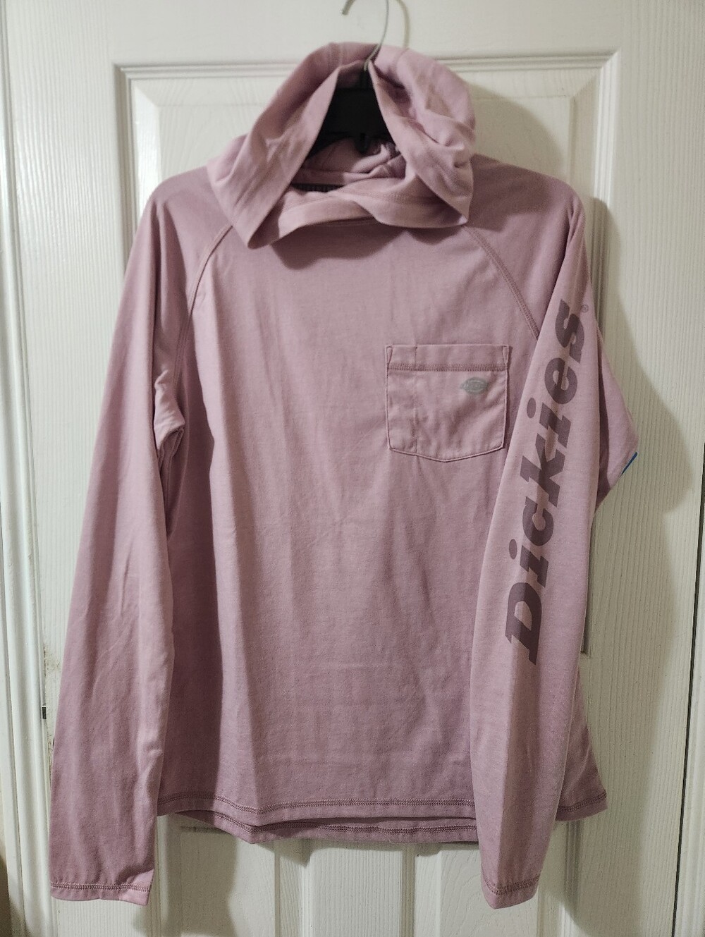 Dickies Dusty Pink Hooded Long-Sleeve Tee with Sleeve Logo